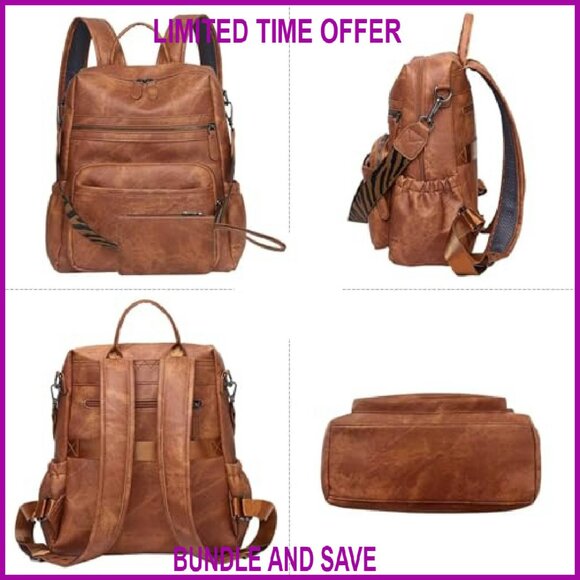 PU Leather Travel Backpack Purse Women's Shoulder Bag Satchel Handbag - Picture 5 of 7